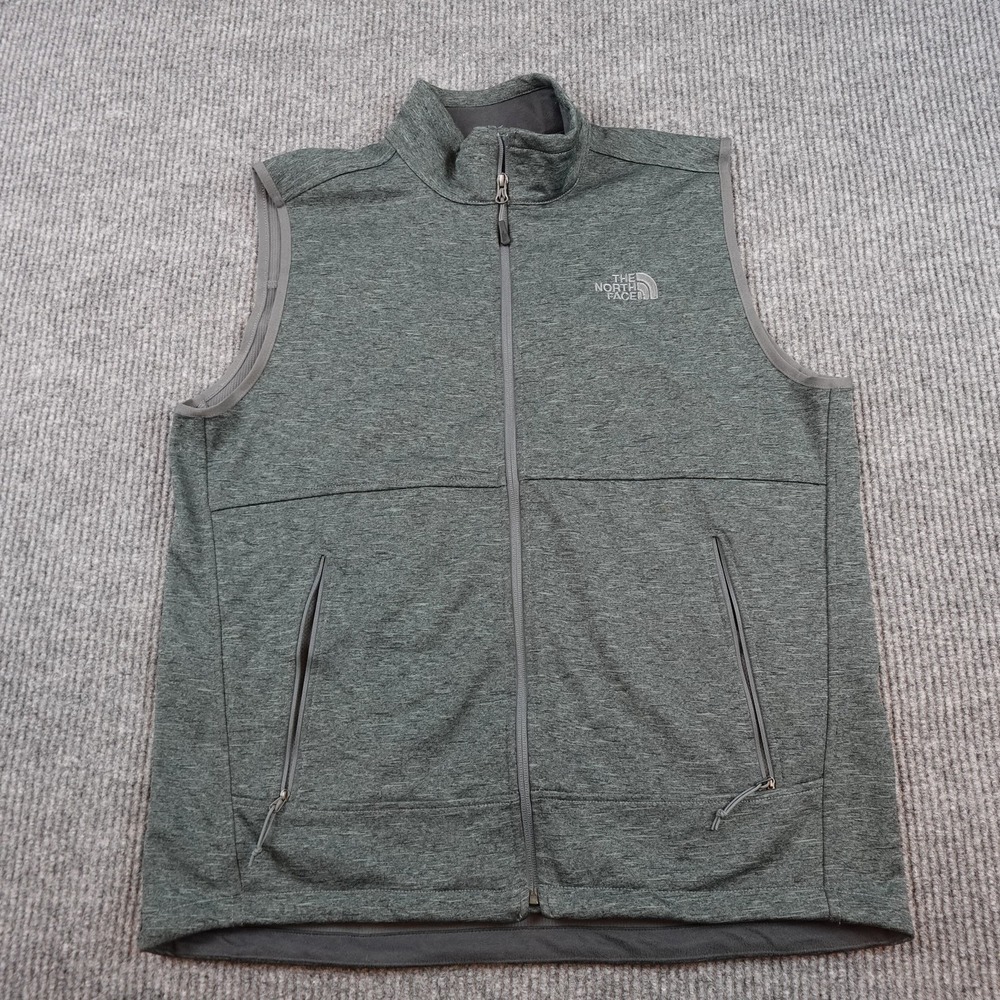 The North Face Vest Mens Large Gray Softshell Full Zip Hiking Outdoor Pockets